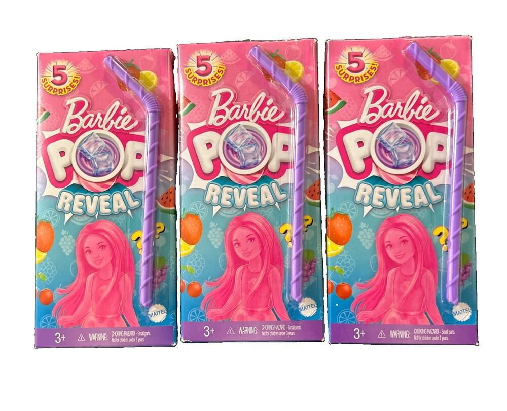 Lot Of 3 Barbie Pop Reveal Chelsea Dolls Fruit Treat Series Surprise Scented New